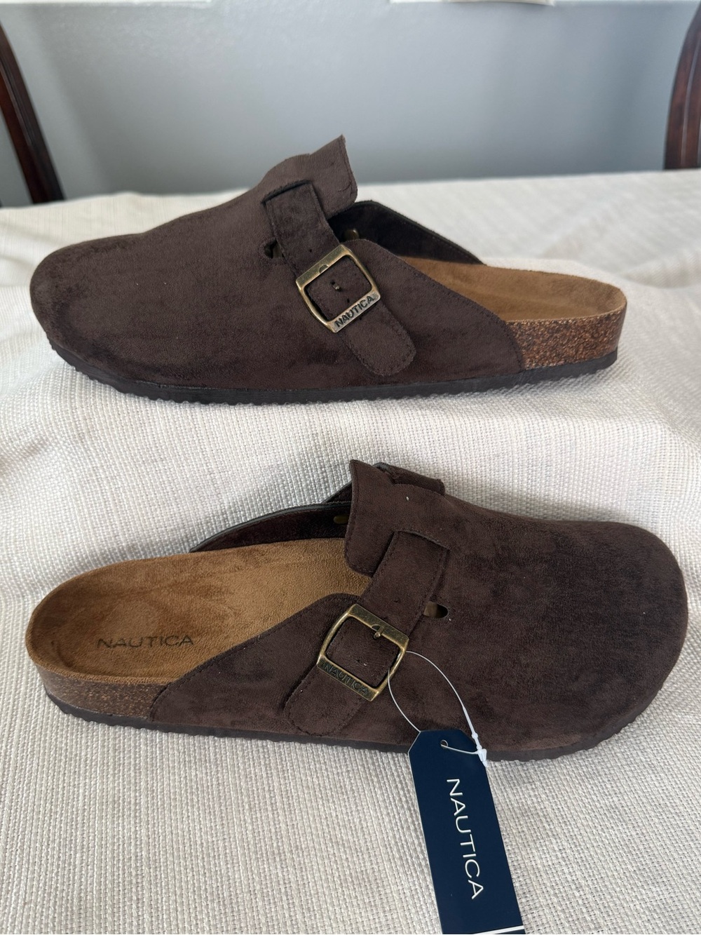 Nautica Men's Dark Brown Suede Slip-On Clog with Buckle